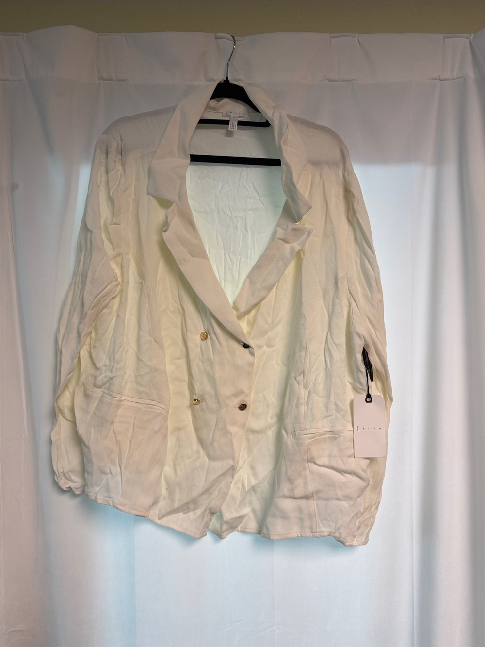 Leith Women’s Double-Breasted Cream Blazer Jacket 4X